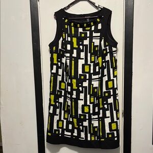 Geometric Black and Lime Dress